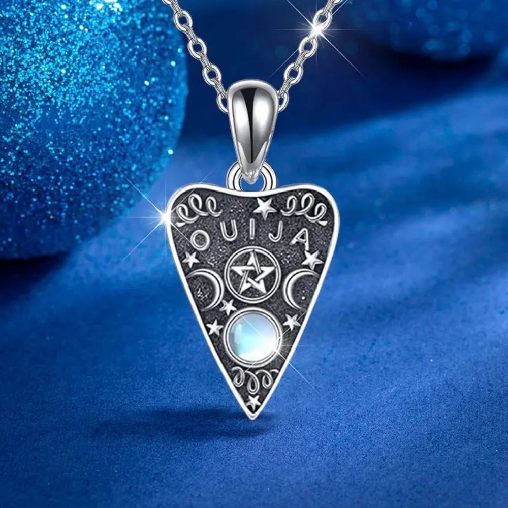 ⭐️ Silvertone Ouija Pendant Necklace